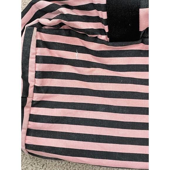 Original Victoria’s Secret Pink Striped Black Over Night Duffel Bag Weekender VS - Picture 7 of 10